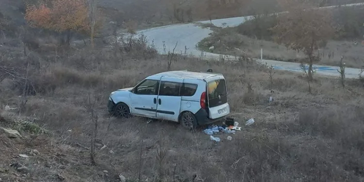 Kontrolden çıkan araç şarampole uçtu