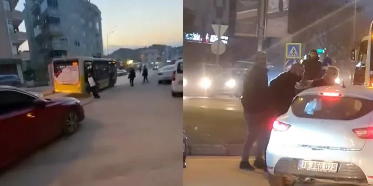 Bursa’da yol verme kavgası kamerada