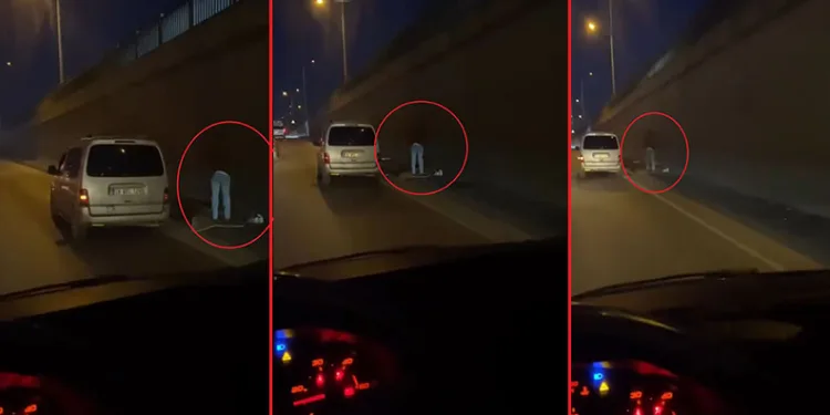 Bursa’da sürücü aracını sağ şeride çekerek namaza durdu