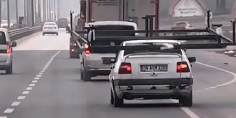 İnegöl’de tehlikeli taşıma kamerada