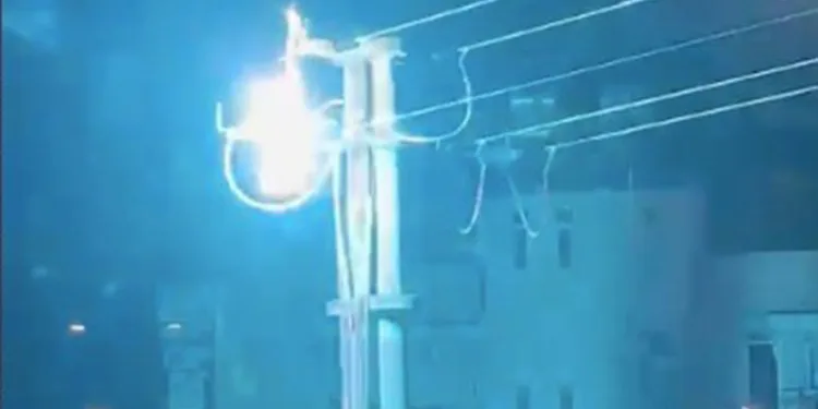 Park içindeki elektrik telleri alev alev yandı