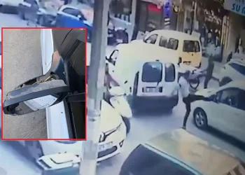 Bursa’da kadın sürücünün aracına saldırı kamerada