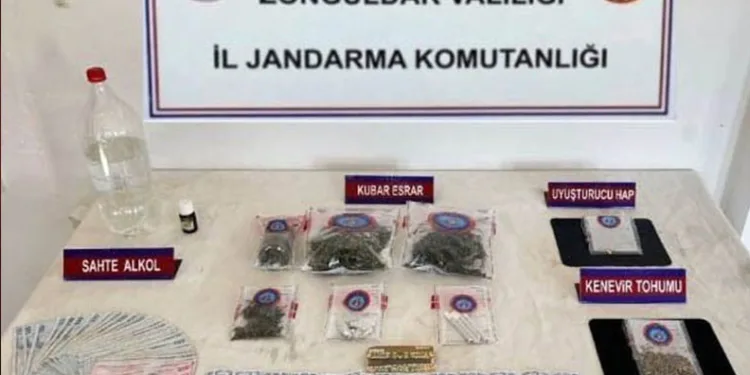 Karadeniz Ereğli’de uyuşturucu ve sahte alkol ele geçirildi