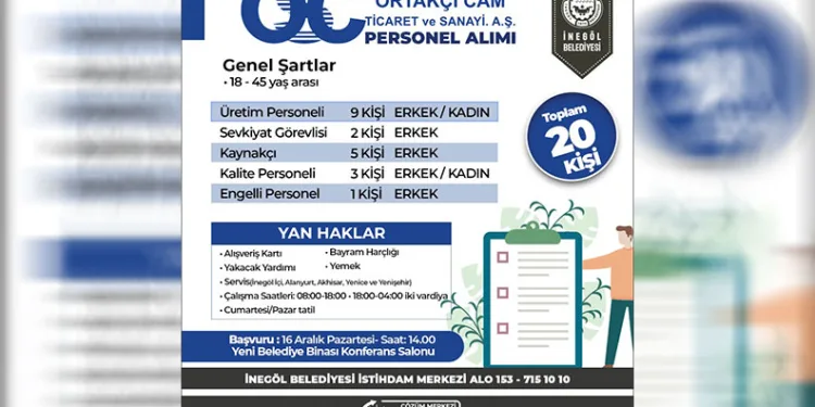 İnegöl Belediyesi’nden personel ilanı