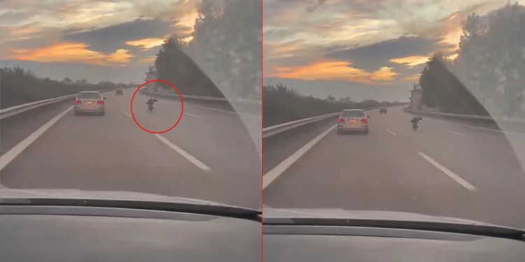 Bursa’da otobanda motosikletini yatarak kullandı