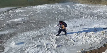 Nehirdeki kediyi itfaiye kurtardı