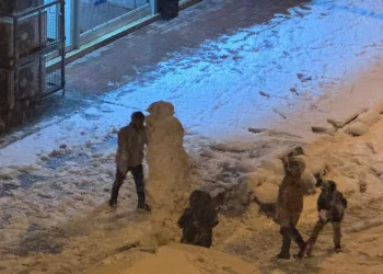 Van’da kar, çocukları sevindirdi.