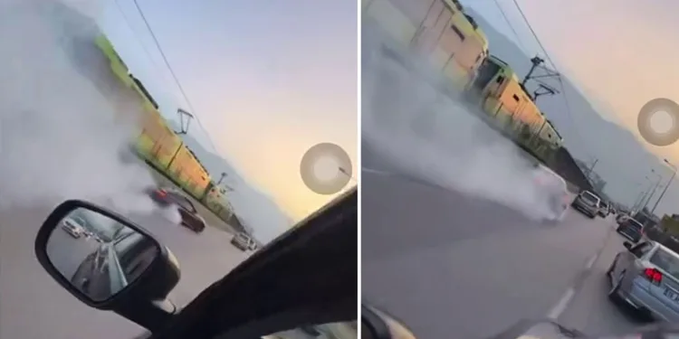 Bursa’da akan trafikte drift atarak ilerledi