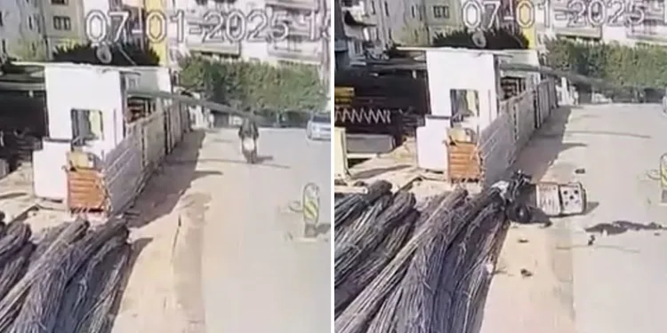 Bursa’da motosikletli yola sarkan demirlere çarptı