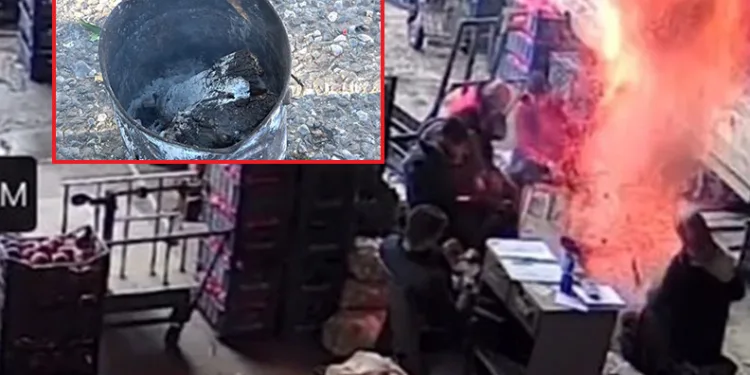 Isınmak için yaktıkları kova bomba gibi patladı
