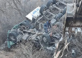 Kamyon şarampole yuvarlandı