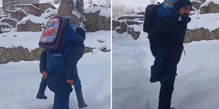 Öğrencisini sırtında taşıyarak evine bıraktı