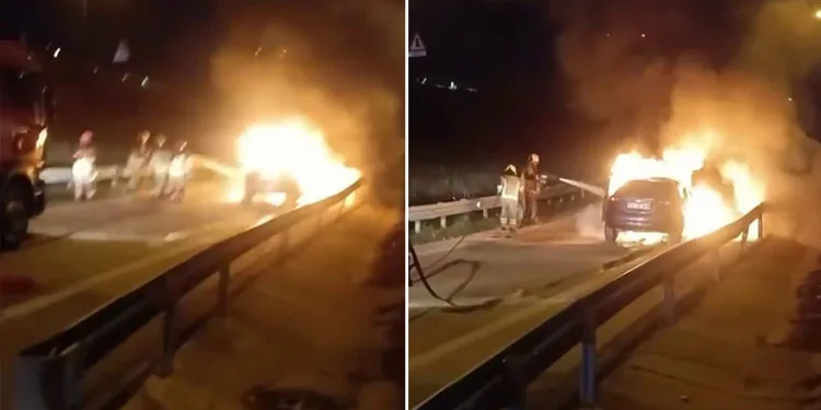 Bursa’da otomobil alevlere teslim oldu