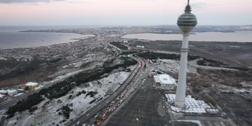 Büyükçekmece’de kartpostallık kar manzarası