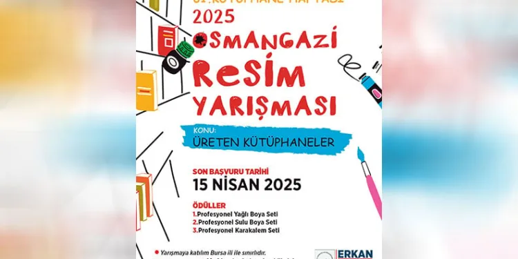 Üreten Kütüphaneler konulu resim yarışması
