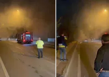 Bursa’da seyir halindeki otomobil alev alev yandı