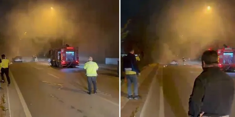 Bursa’da seyir halindeki otomobil alev alev yandı