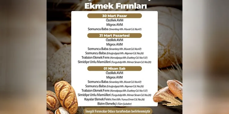 Ramazan Bayramı nöbetçi fırın listesi belli oldu