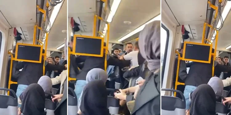 Bursa’da metroda tartıştığı kişiye tekme atıp küfür etti