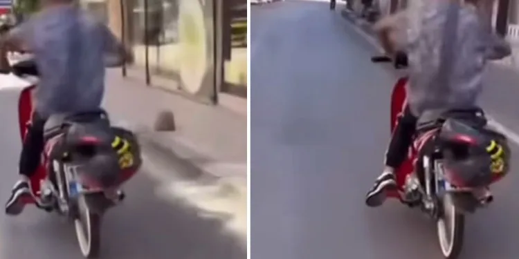 Kaskı kafasına değil plakaya taktı