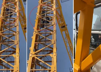 50 metrelik kule vinçte hayat kurtaran operasyon