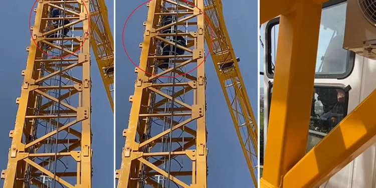50 metrelik kule vinçte hayat kurtaran operasyon