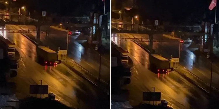 Bursa’da yağış sebebiyle TIR kaydı, trafik aksadı