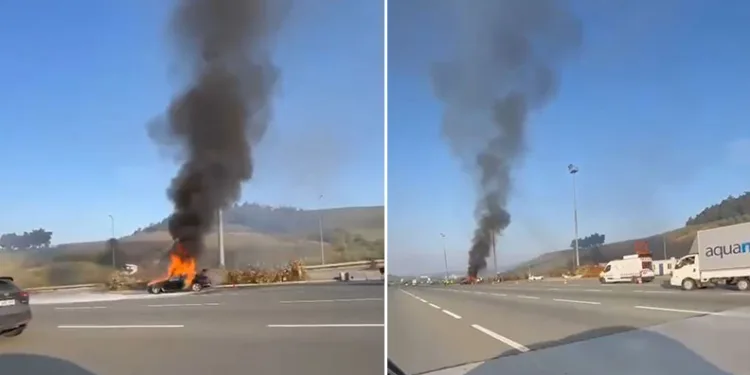 Bursa’da otomobil alevlere teslim oldu