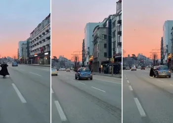 Bursa’da yolun ortasında otomobili görenler şaştı kaldı