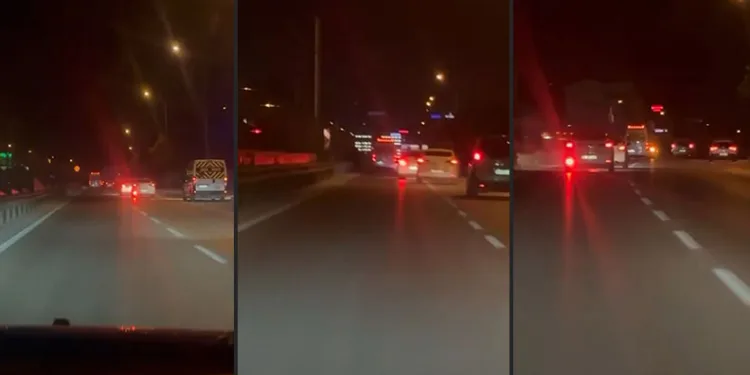 İki sürücünün yol verme inadı kamerada