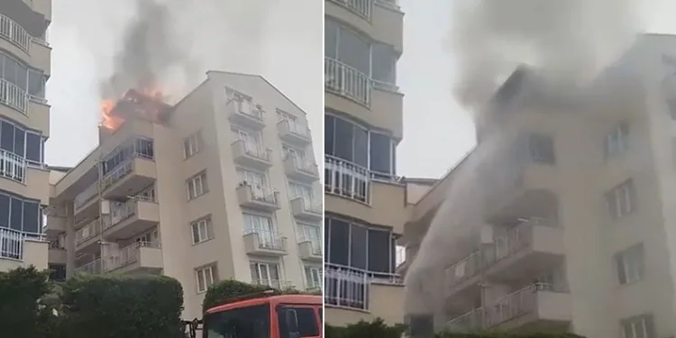 Bursa’da 5 katlı binanın çatısında yangın