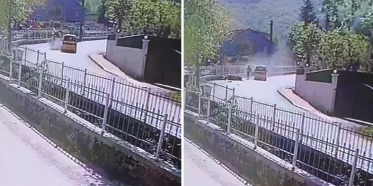 Taksi ile motosiklet kafa kafaya çarpıştı