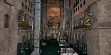 Ayasofya’nın ana kubbesinde tarihi restorasyon