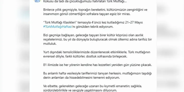 Emine Erdoğan’dan Türk Mutfağı Haftası paylaşımı