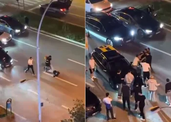 Şampiyonluk kutlamasında trafik durdu, yumruklar konuştu