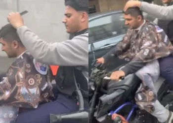Sultangazi’de seyir halindeki motosiklet üzerinde tıraş