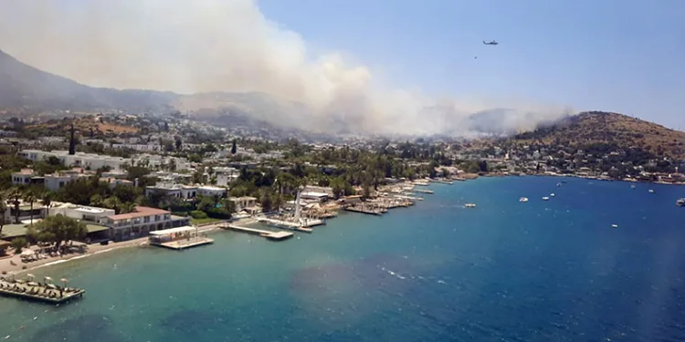 Bodrum Türkbükü makilik yangını devam ediyor