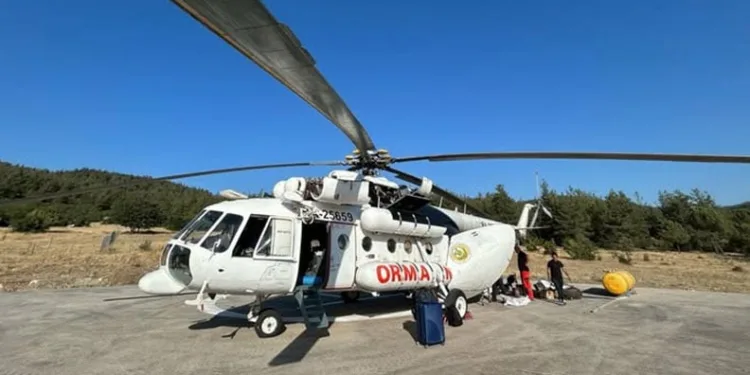 Orhaneli’de yangın helikopteri göreve başladı