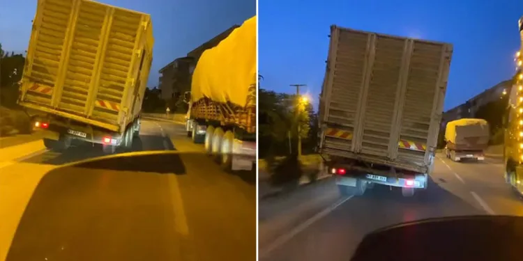 Bursa’da trafikte tehlike saçan kamyon