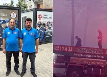 Alevlerle mücadele ederken arazöz üstünde namaz kıldılar
