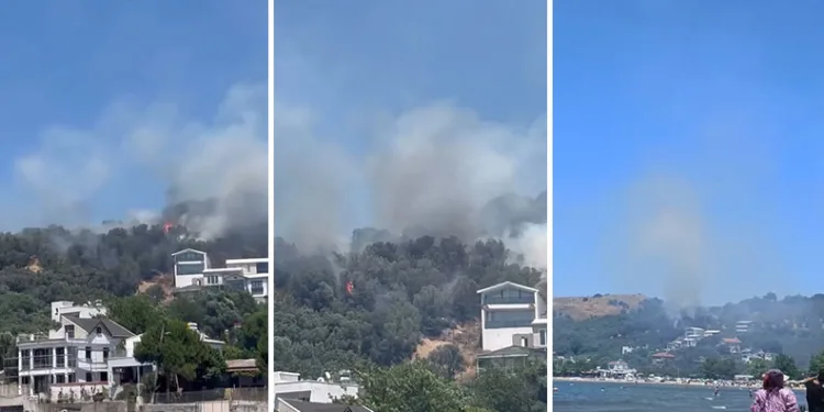 Mudanya’da alevler sahilden görüldü