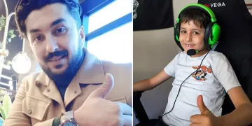Kaldırımda yürüyen baba ve oğluna otomobil çarptı