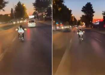 Bursa’da motosiklete uzanarak gitti, canını hiçe saydı