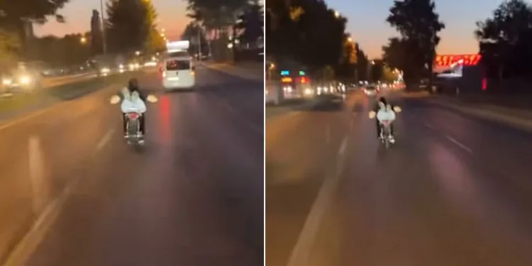 Bursa’da motosiklete uzanarak gitti, canını hiçe saydı