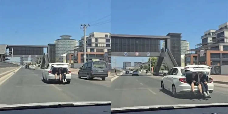 Scooterli gencin tehlikeli yolculuğu kamerada