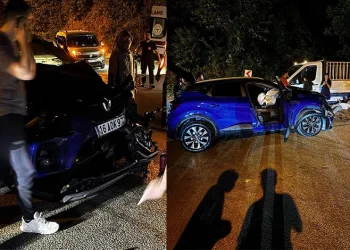 Ters yönden ilerleyen otomobil, kamyonetle çarpıştı : 2 yaralı
