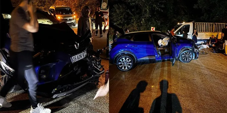 Ters yönden ilerleyen otomobil, kamyonetle çarpıştı : 2 yaralı