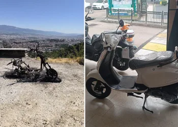 Bursa’da çalınan motosikletini yanmış halde buldu