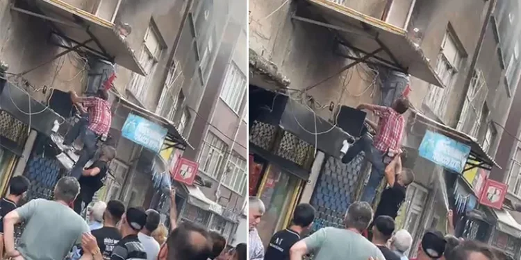 Bursa’da alevlerin arasında kalan kadını mahalleli kurtardı