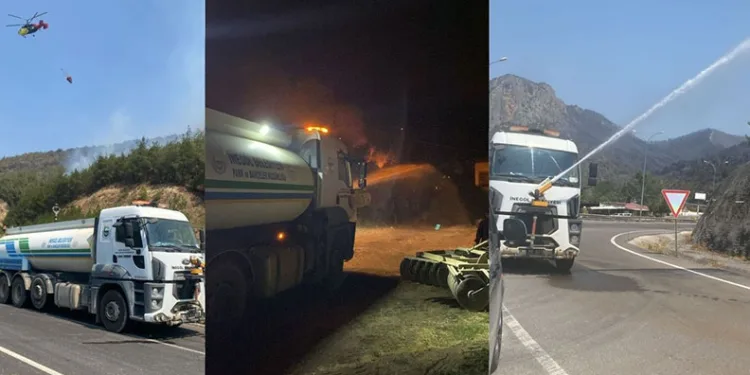 İnegöl Belediyesi’nden yangın bölgesindeki söndürme çalışmalarına destek